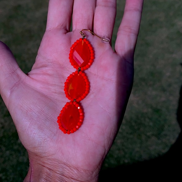 Darling red/orange handmade Anthropologie Earrings! - Picture 4 of 5